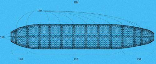 Blueprint of a large airship frame.