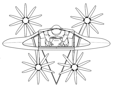 An overhead illustration of what a pilot would look like inside a ZEVA AERO personal aircraft.