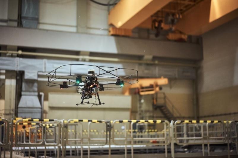 drone flying in nuclear power facility