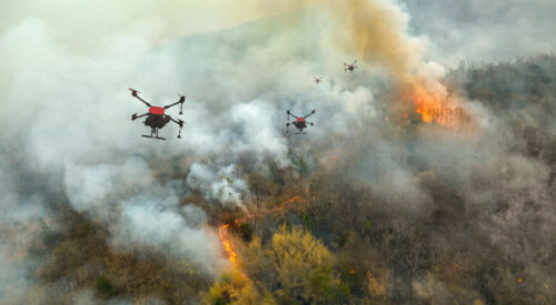 Drones fighting wildfires.