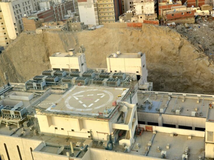 View of a vertiport from above.