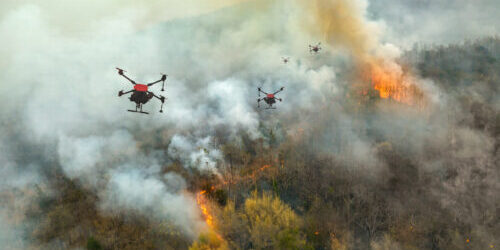 Drones fighting wildfires.