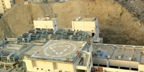 View of a vertiport from above.